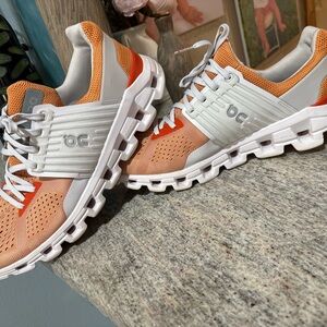 On Running Sneakers in Orange and White